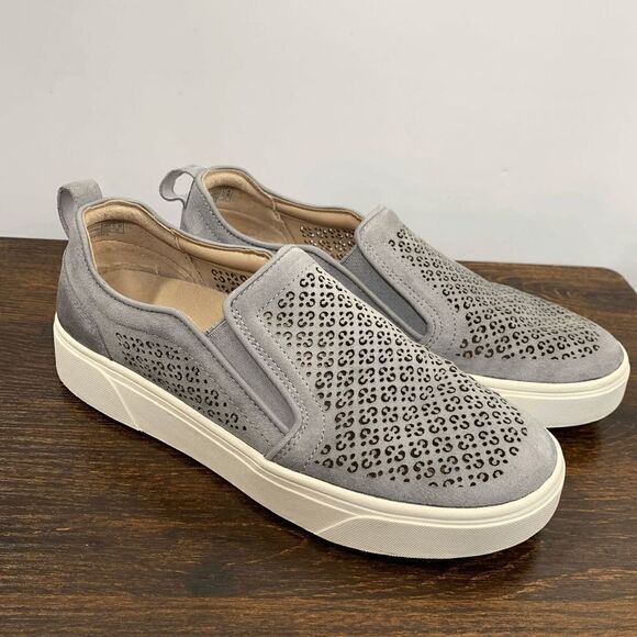 Vionic Kimmie Perf Slip On Supportive Sneaker Round To Suede Leather Gray 7M - Picture 4 of 9